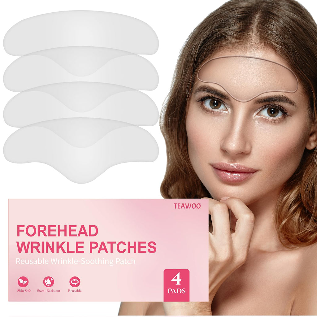 TEAWOO Reusable Forehead Wrinkle Patches | Forehead Wrinkles Treatment | Reusable Silicone Smoothing Pads for Brow Lift | Patches For Wrinkles | Non Invasive Reusable Wrinkle Smoothers | 4 Patches